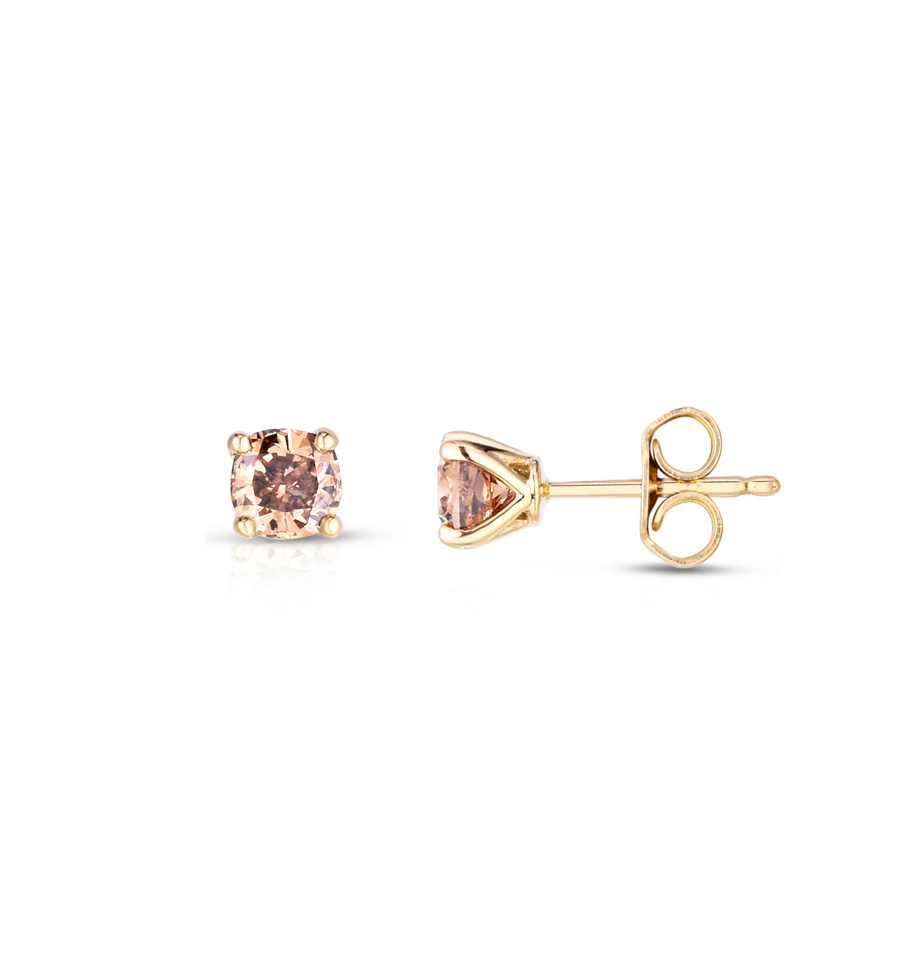 Sabel Collection Yellow Gold Fancy Light Brown Diamond Stud Earrings