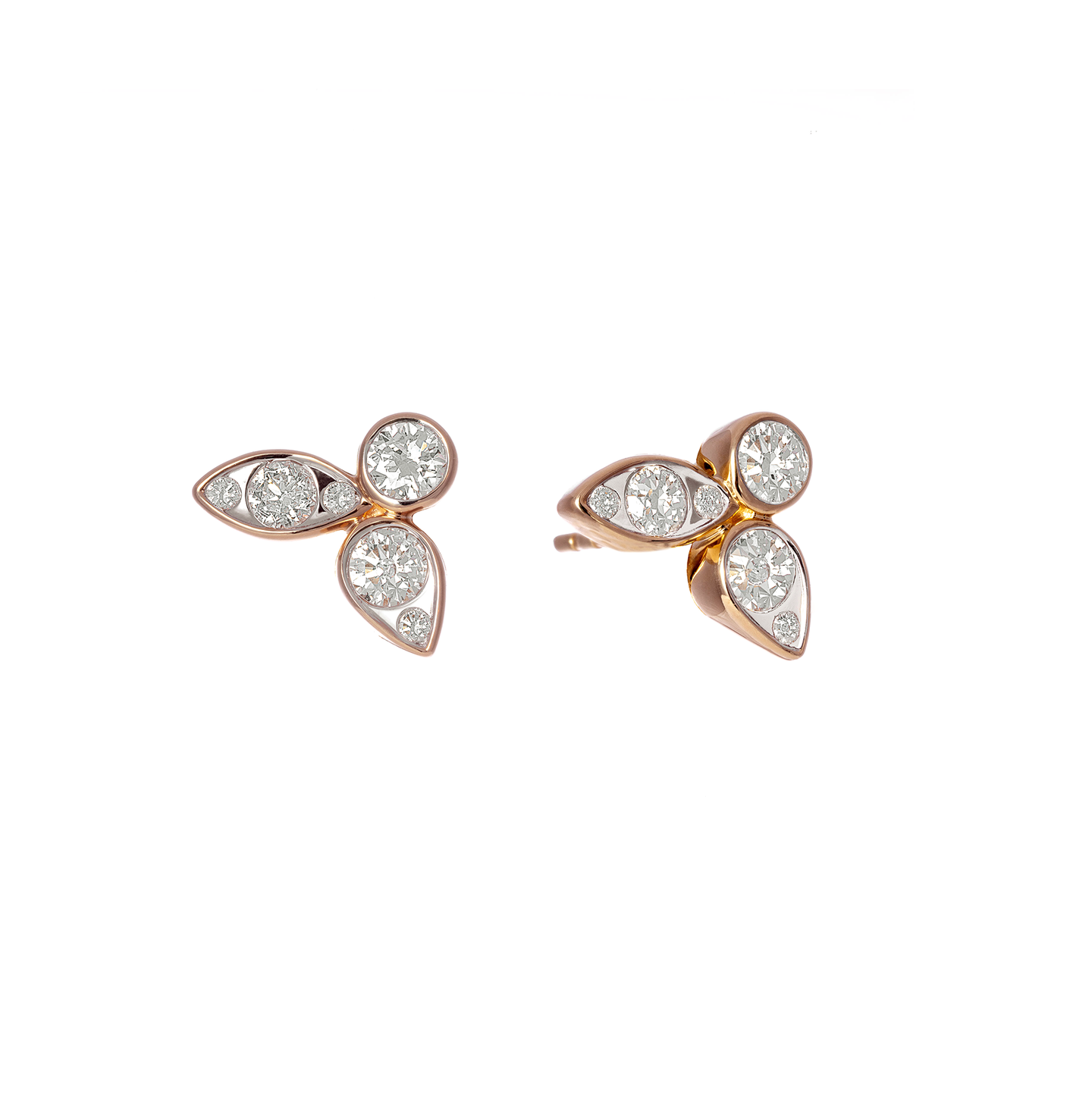 Sabel Collection Yellow Gold Cluster Bezel Set Diamond Earrings