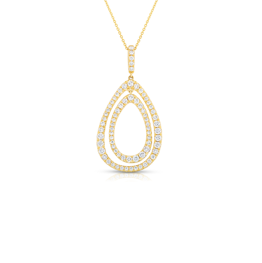 Sabel Collection Yellow Gold Open Pear Shape Pendant with Diamonds