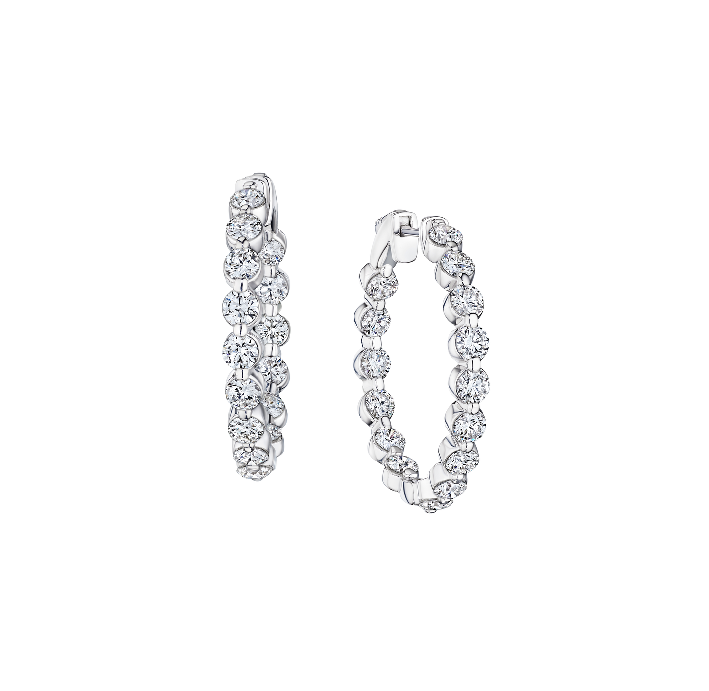 Sabel Collection White Gold Diamond Inside Out Hoop Earrings