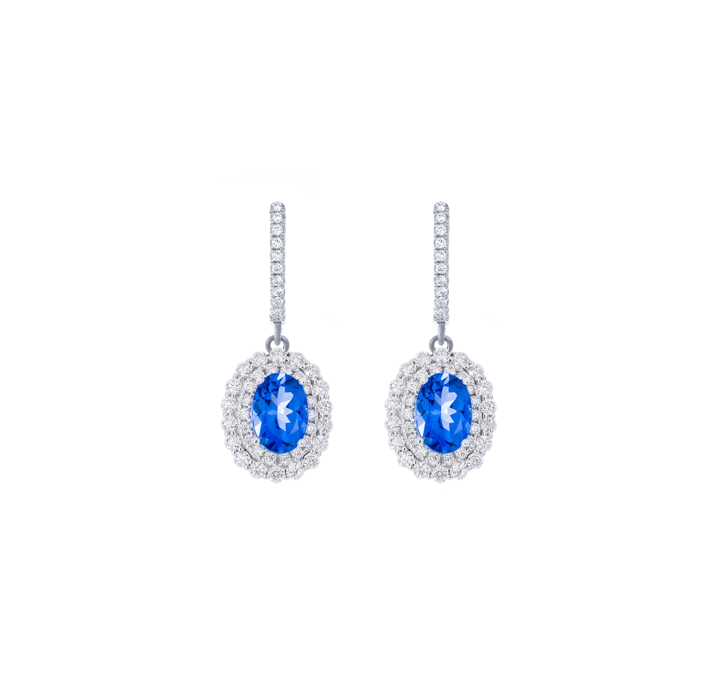 Sabel Collection Blue Tanzanite and Diamond Drop Earrings in White Gold