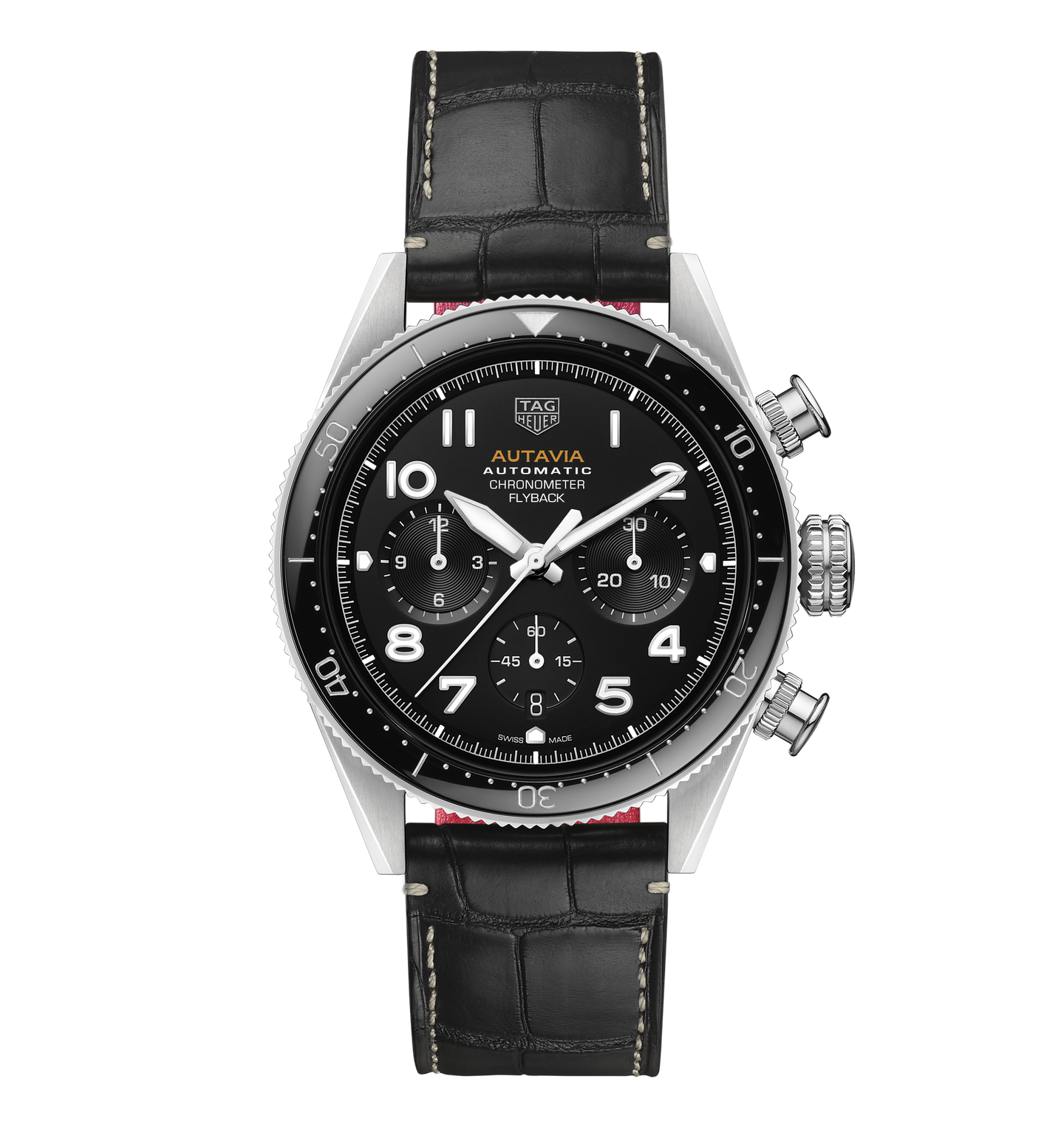 TAG Heuer Autavia Flyback Chronometer Watch with Black Leather Strap