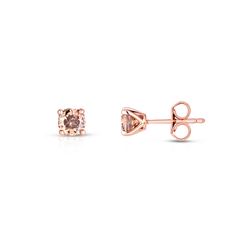 Sabel Collection Rose Gold Natural Brown Diamond Stud Earrings