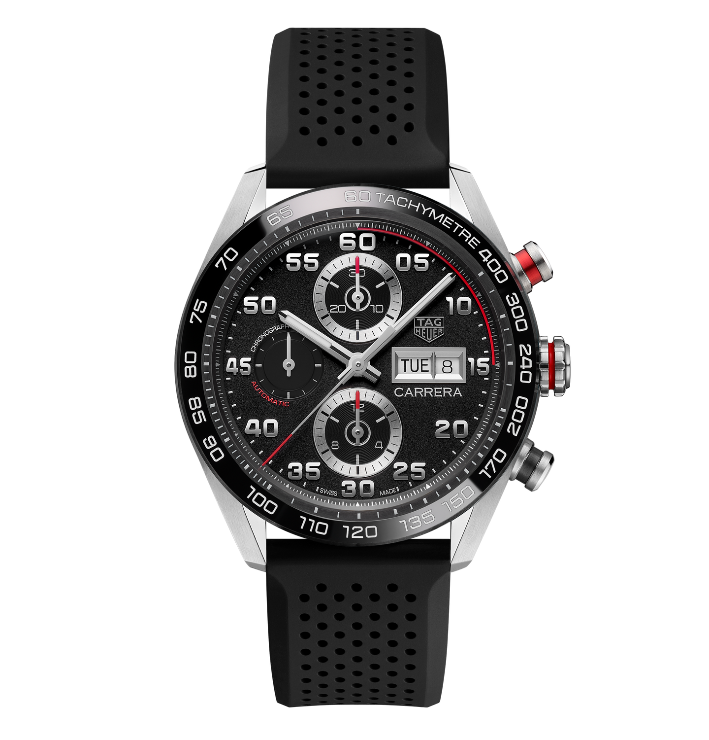 TAG Heuer Carrera Chronograph Watch with Black Rubber Strap