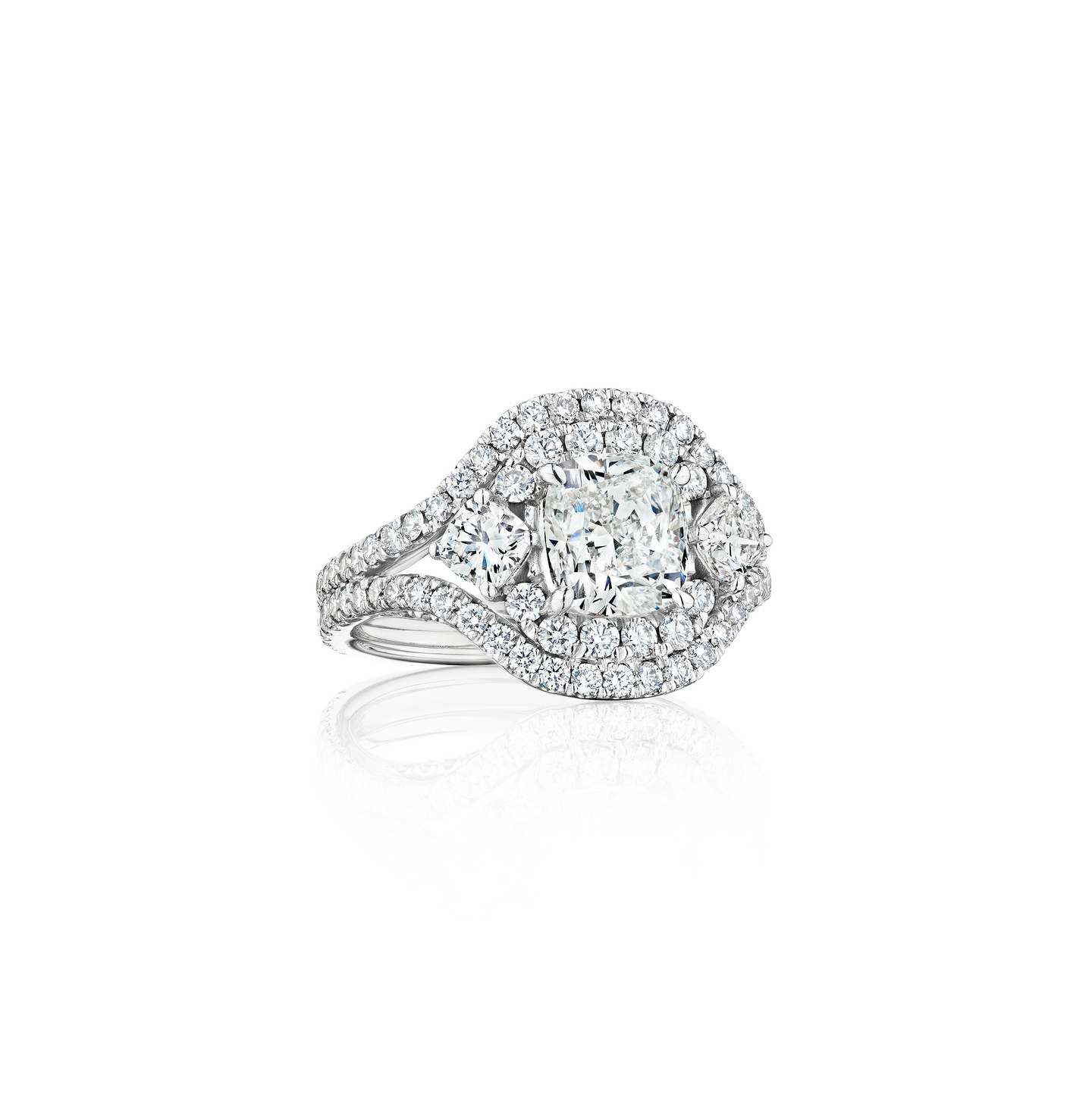 Fink's Exclusive White Gold Double Halo Cushion Diamond Engagement Ring