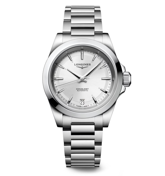 LONGINES CONQUEST シルバー/ホワイト。訳あり激安。 Longines Conquest Watch White Mother-of-Pearl Dial, 34mm
