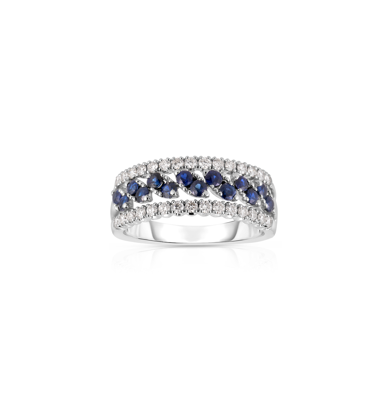 Sabel Collection White Gold Blue Sapphire and Diamond Fashion Ring