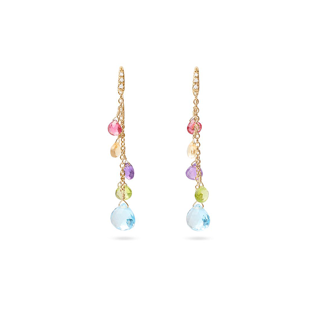 Marco Bicego Paradise Yellow Gold Mixed Gemstone Earrings with Diamonds