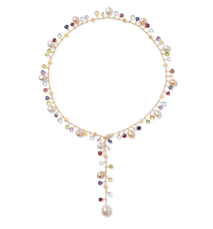 Marco Bicego Paradise Yellow Gold Gemstone Lariat Necklace with Pearls