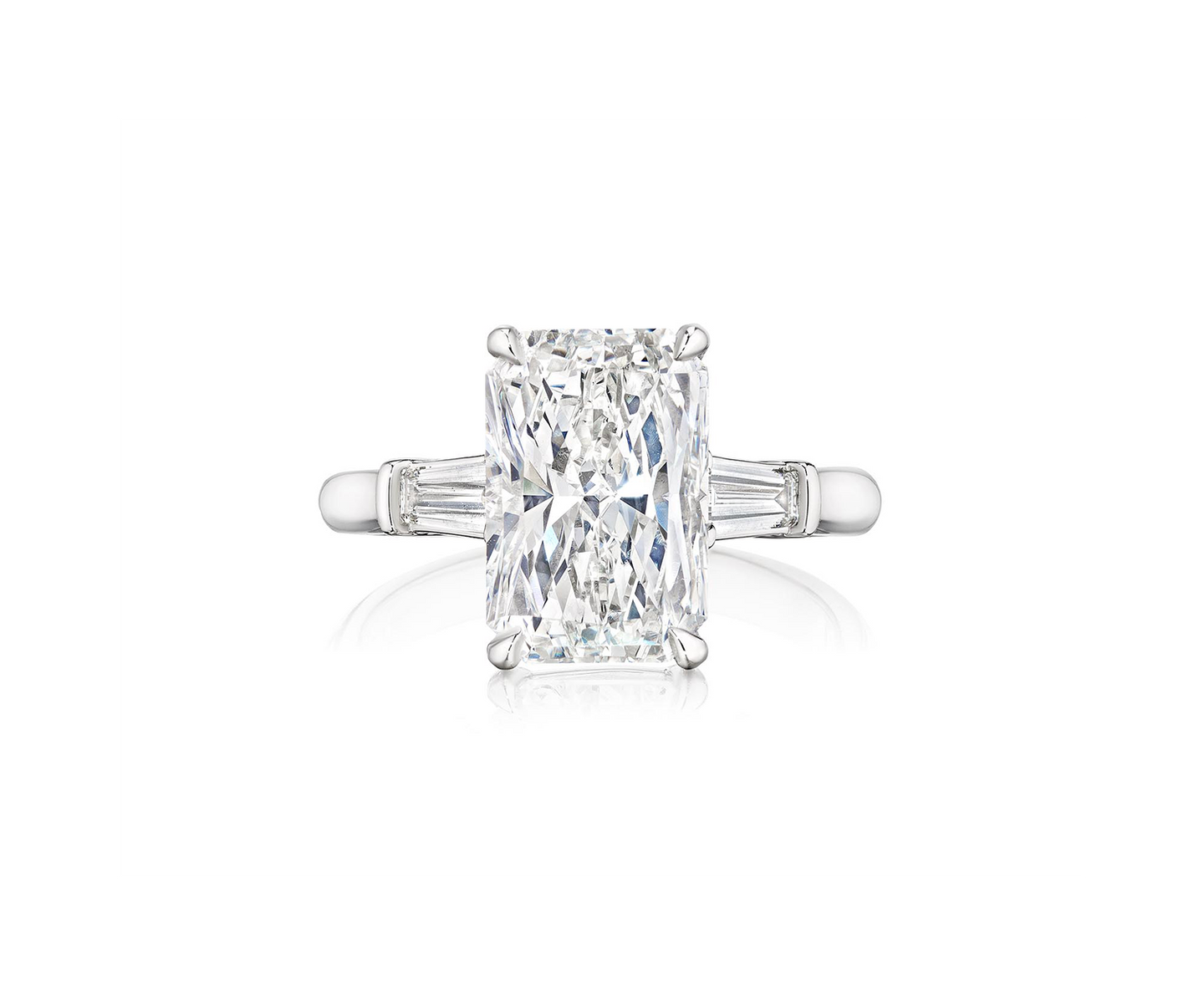 Fink's Exclusive Platinum Radiant Cut Diamond Engagement Ring with Baguette Accent Diamonds