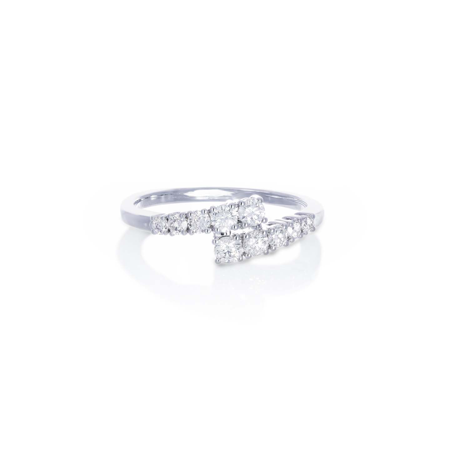 14K White Gold Overlapping Diamond Ring