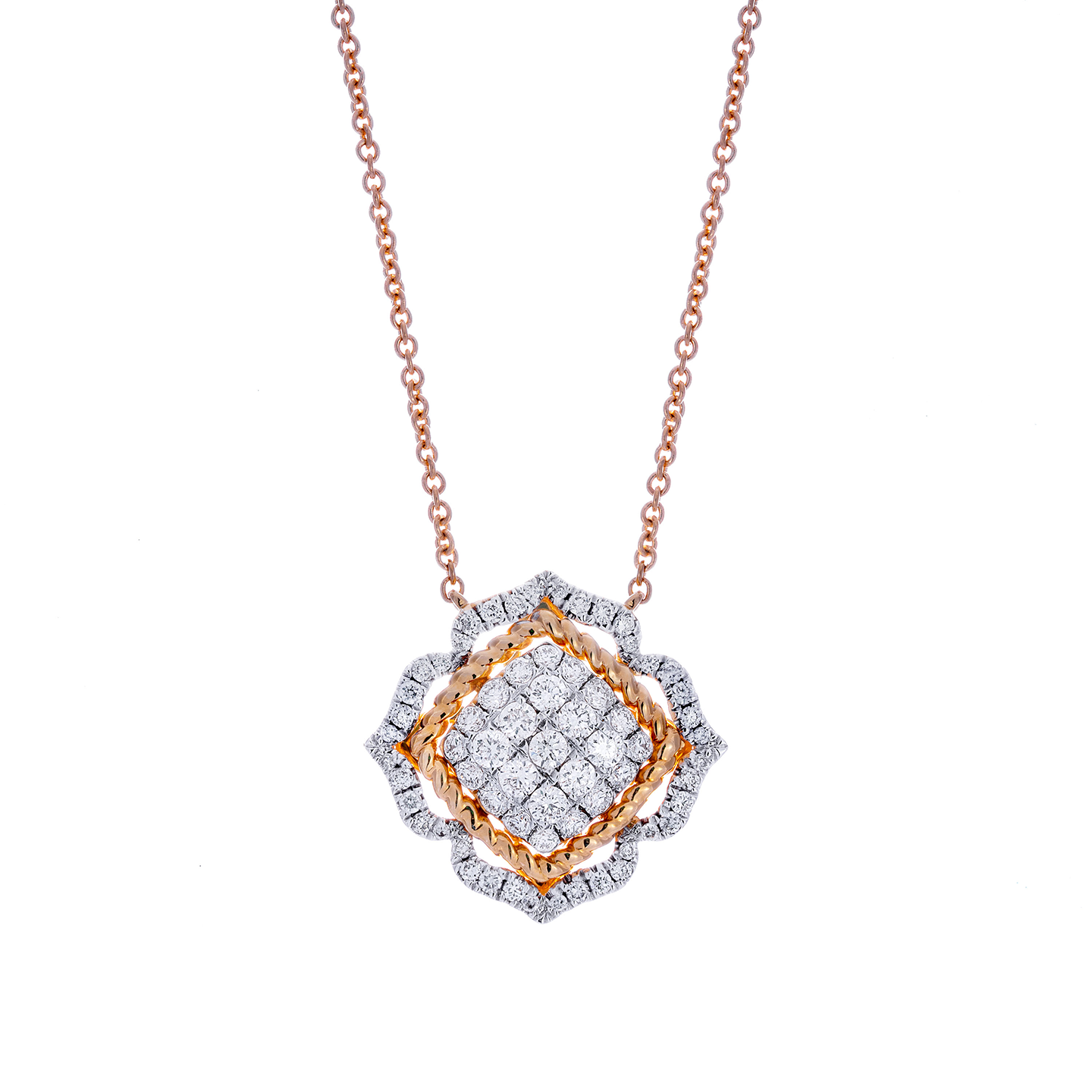 Sabel Collection Yellow Gold Cable and Diamond Necklace
