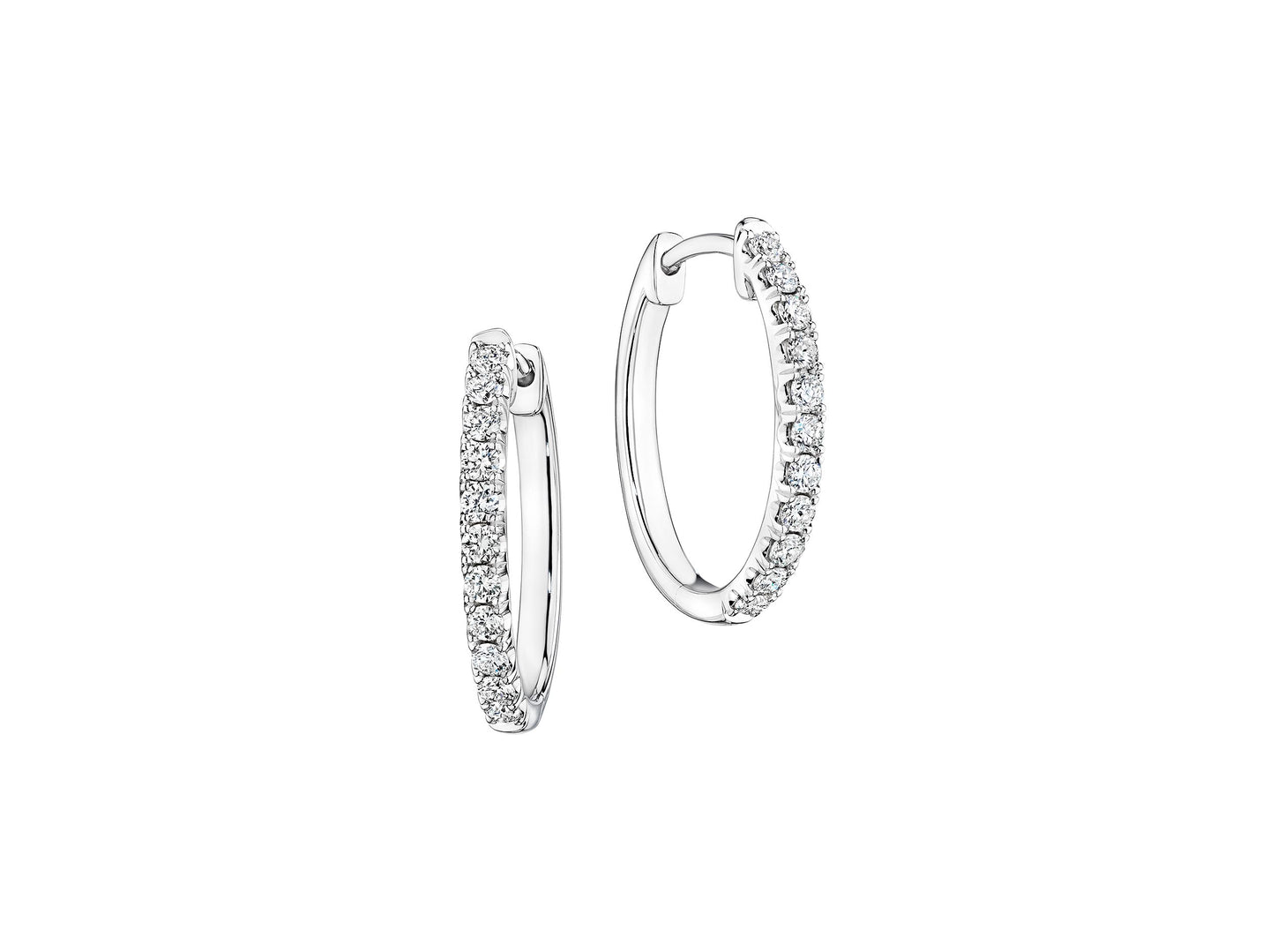 Sabel Collection White Gold Round Diamond Hoop Earrings