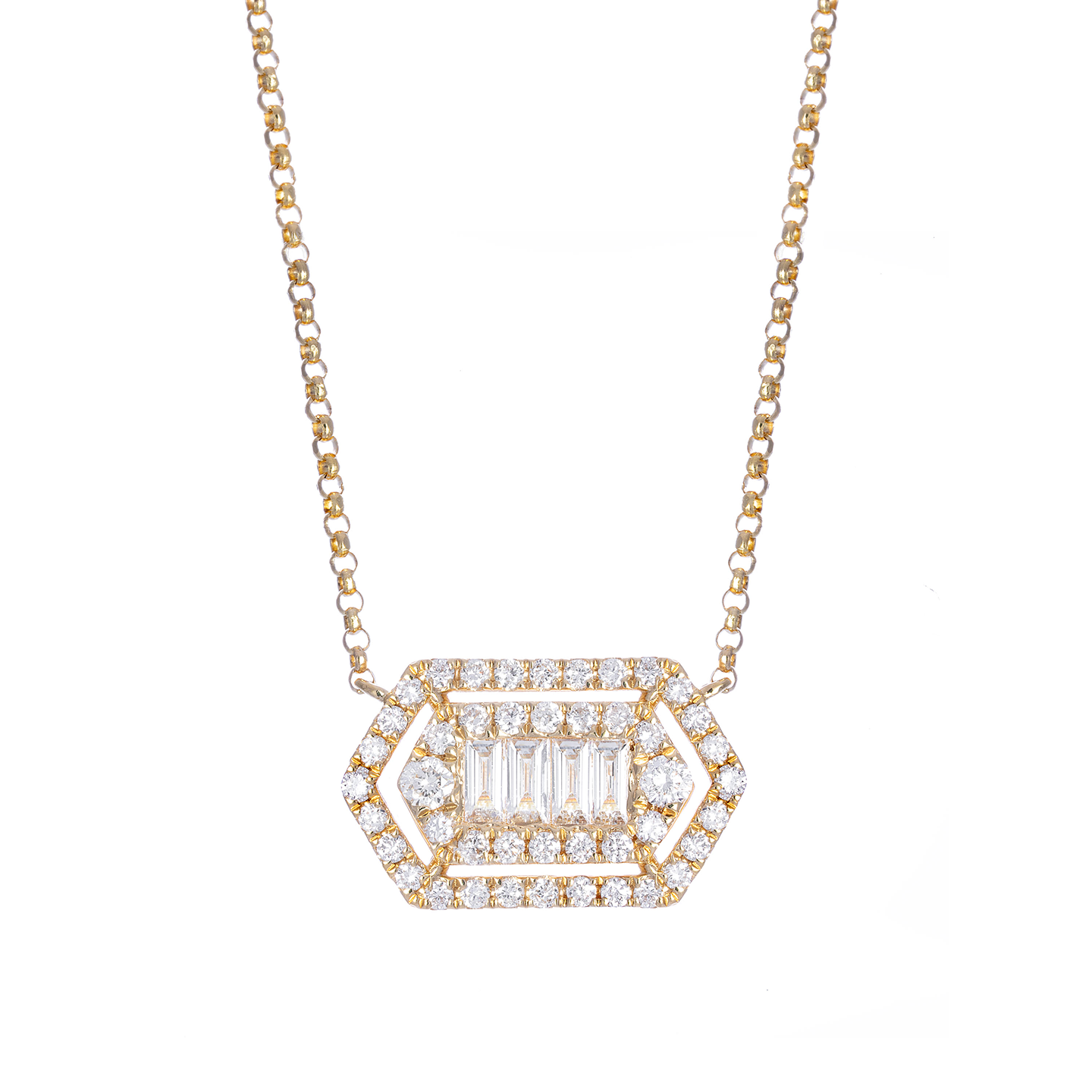 Sabel Collection Yellow Gold Diamond Hexagon Pendant