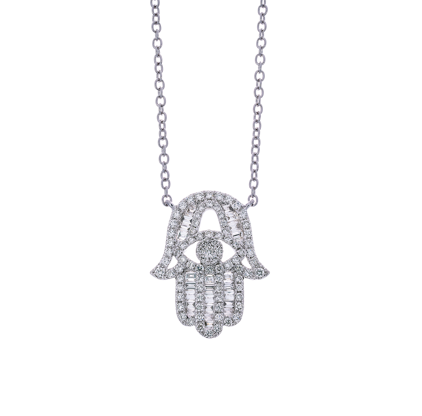 Sabel Collection White Gold Hamsa Necklace