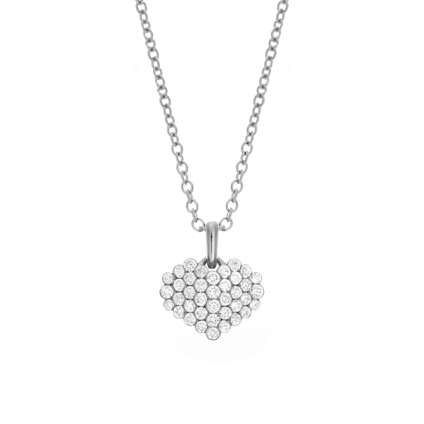 Sabel Collection White Gold Diamond Cluster Heart Necklace