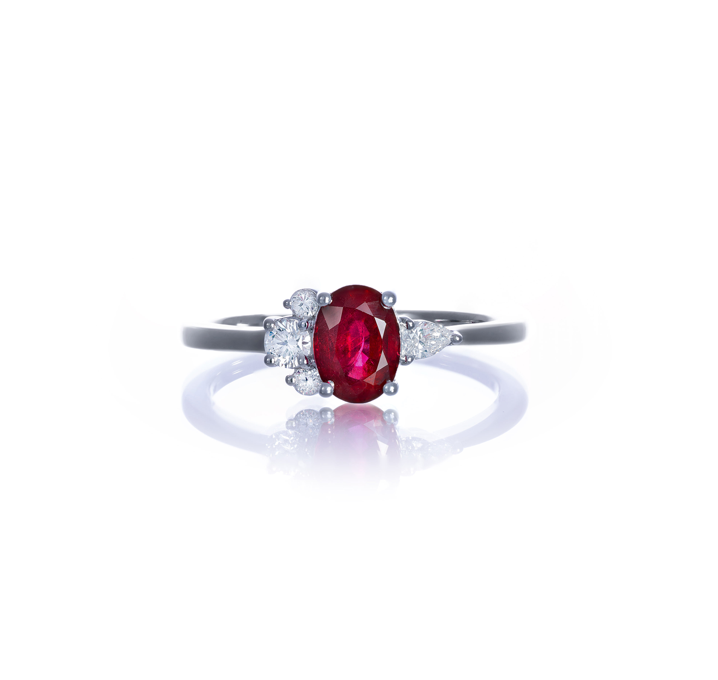 Sabel Collection White Gold Ruby and Diamond Accent Ring
