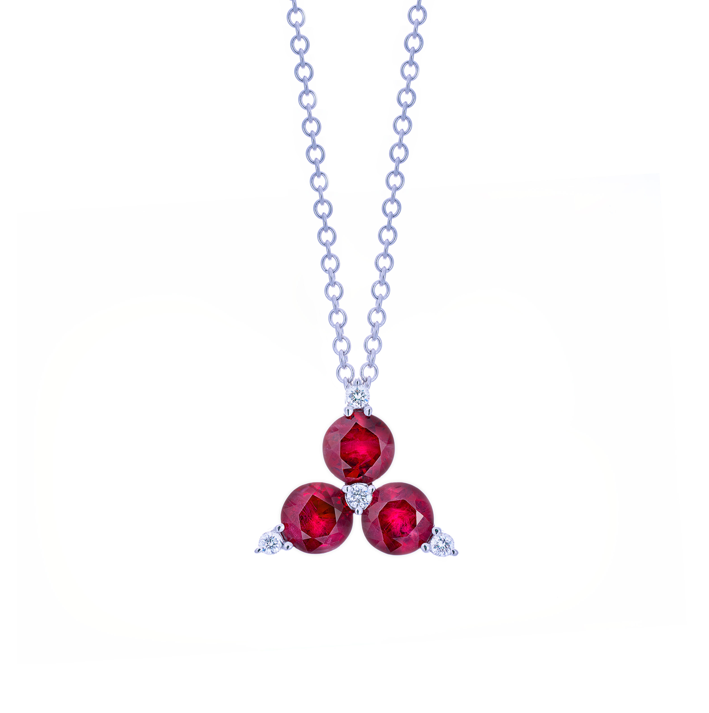 Sabel Collection White Gold Ruby and Diamond Triangle Pendant