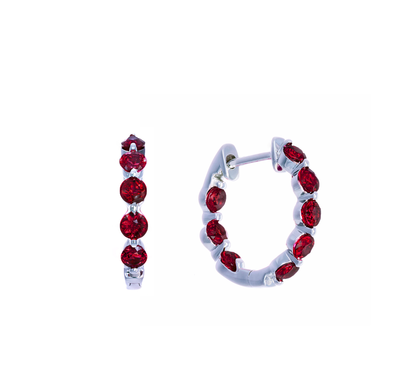 Sabel Collection White Gold Ruby Inside Out Hoop Earrings