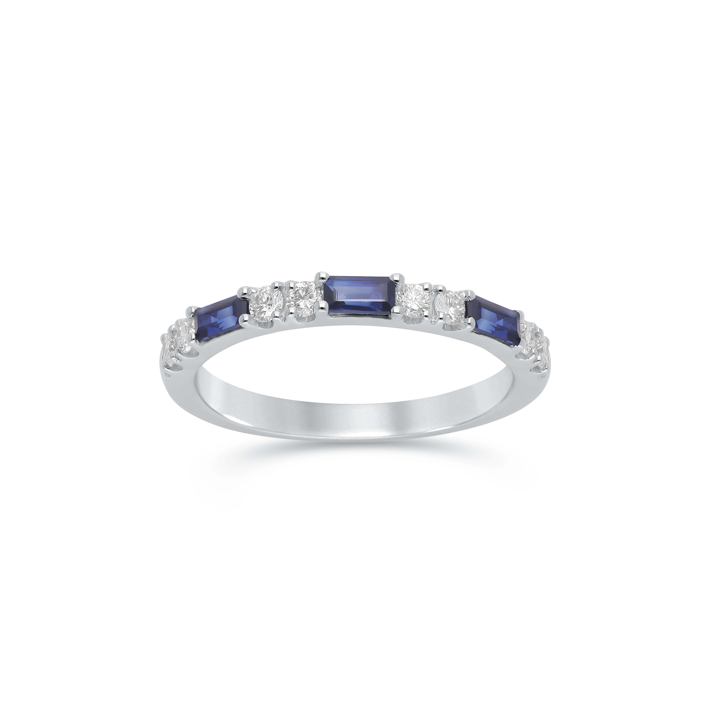 Sabel Collection White Gold Diamond and Blue Sapphire Stacking Ring