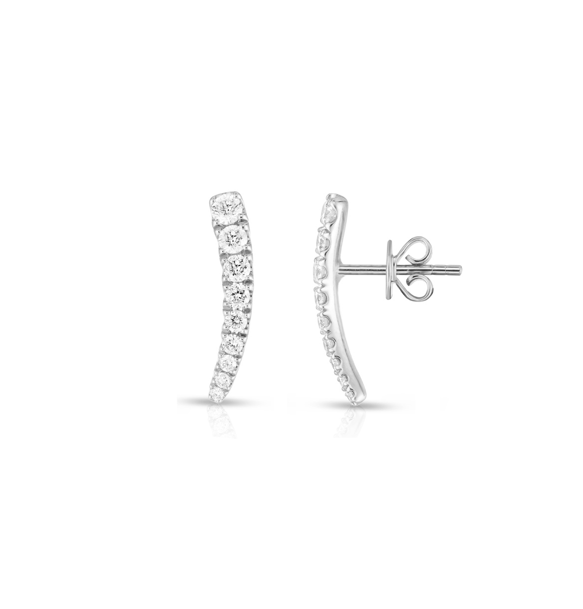 Sabel Collection White Gold Curved Diamond Climber Earrings