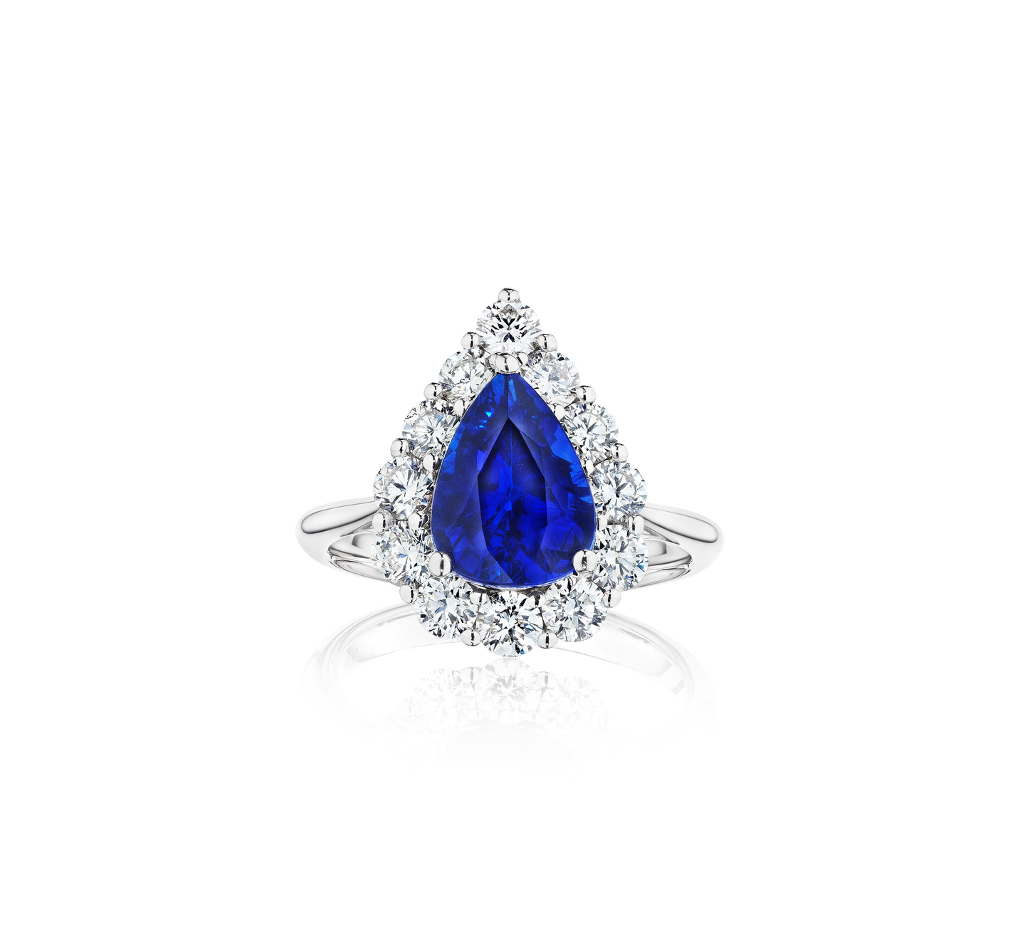 Sabel Collection White Gold Pear Shape Sapphire and Diamond Ring