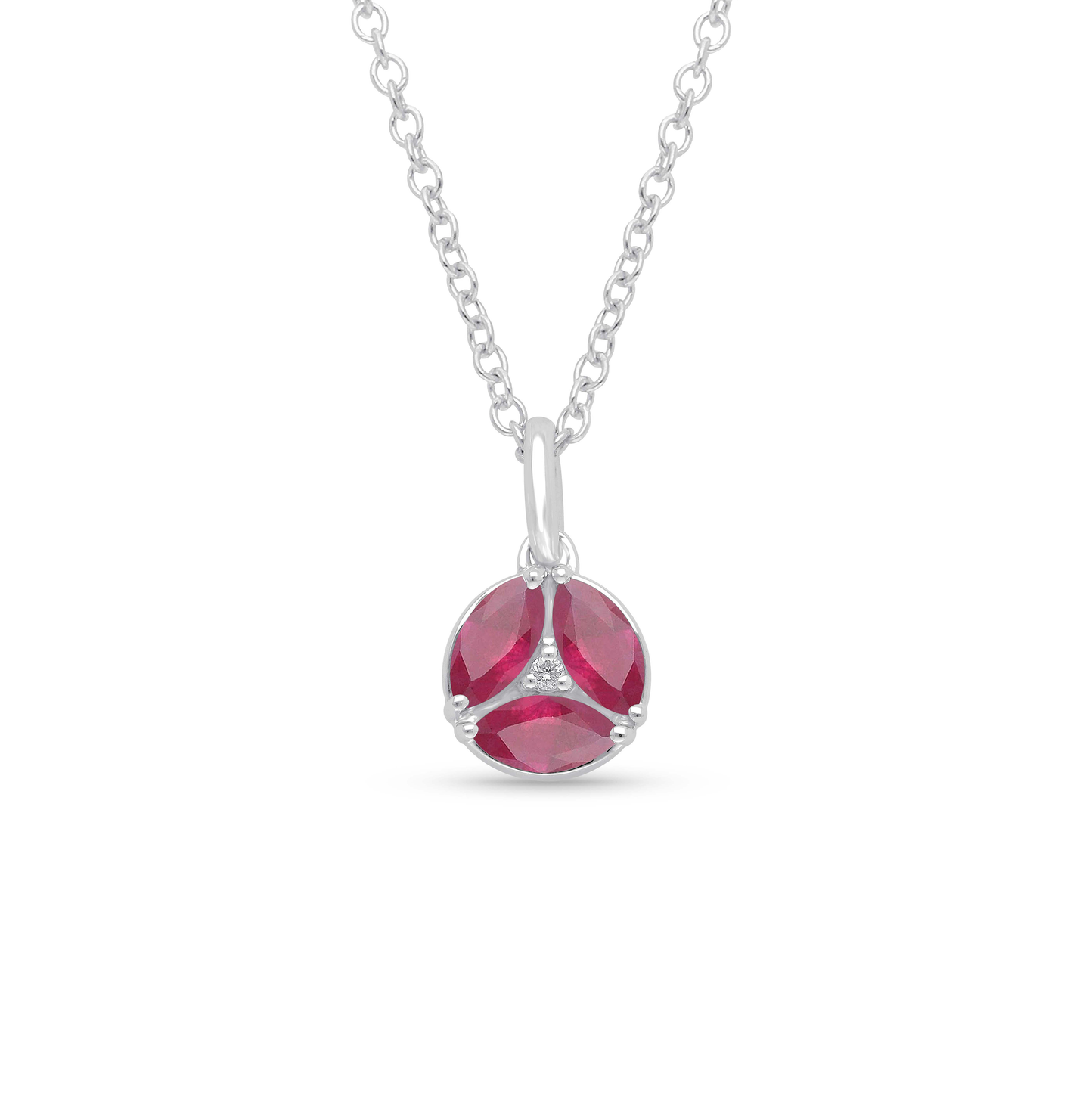 14K White Gold Reversible Ruby and Diamond Pendant
