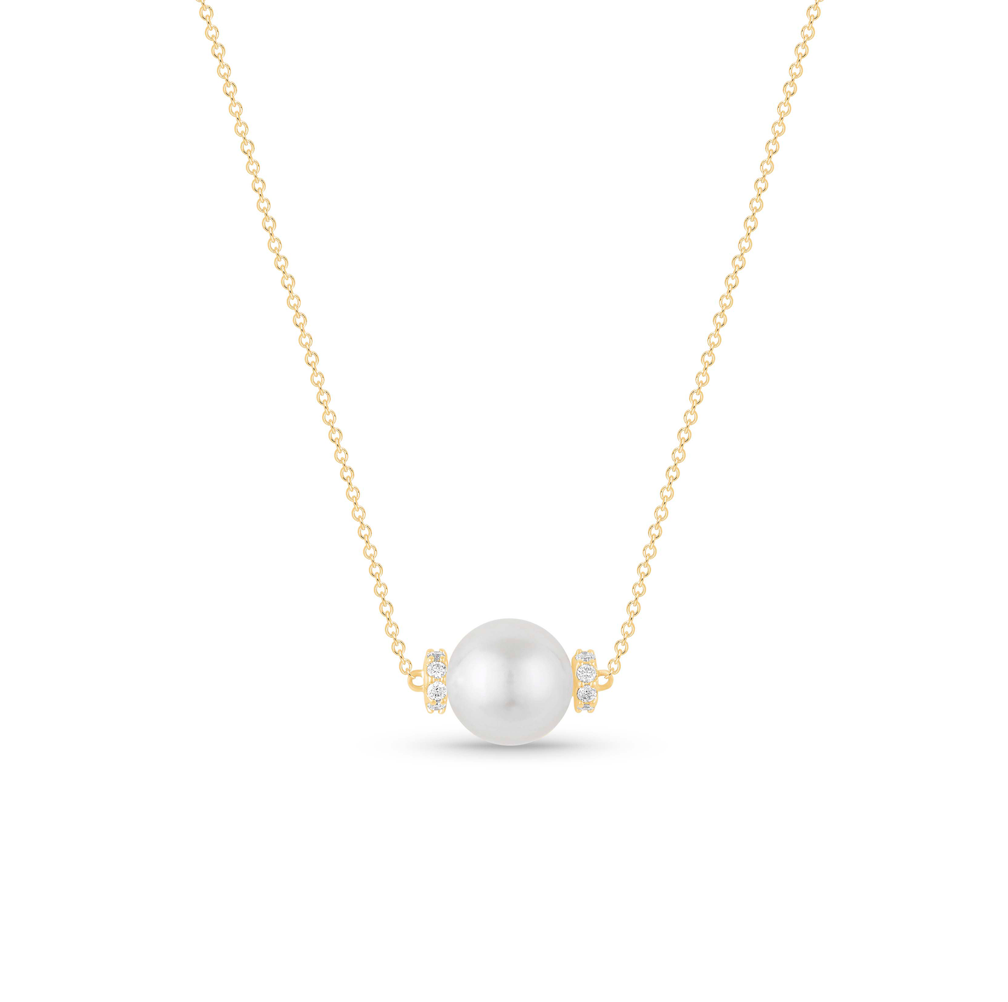 Sabel Collection Yellow Gold Freshwater Pearl and Diamond Necklace
