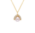 14K Yellow Gold Pearl Petal Pendant with Diamonds