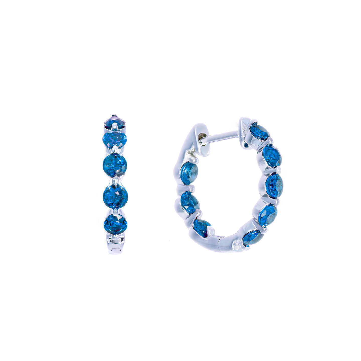 Sabel Collection White Gold Sapphire Inside Out Hoop Earrings