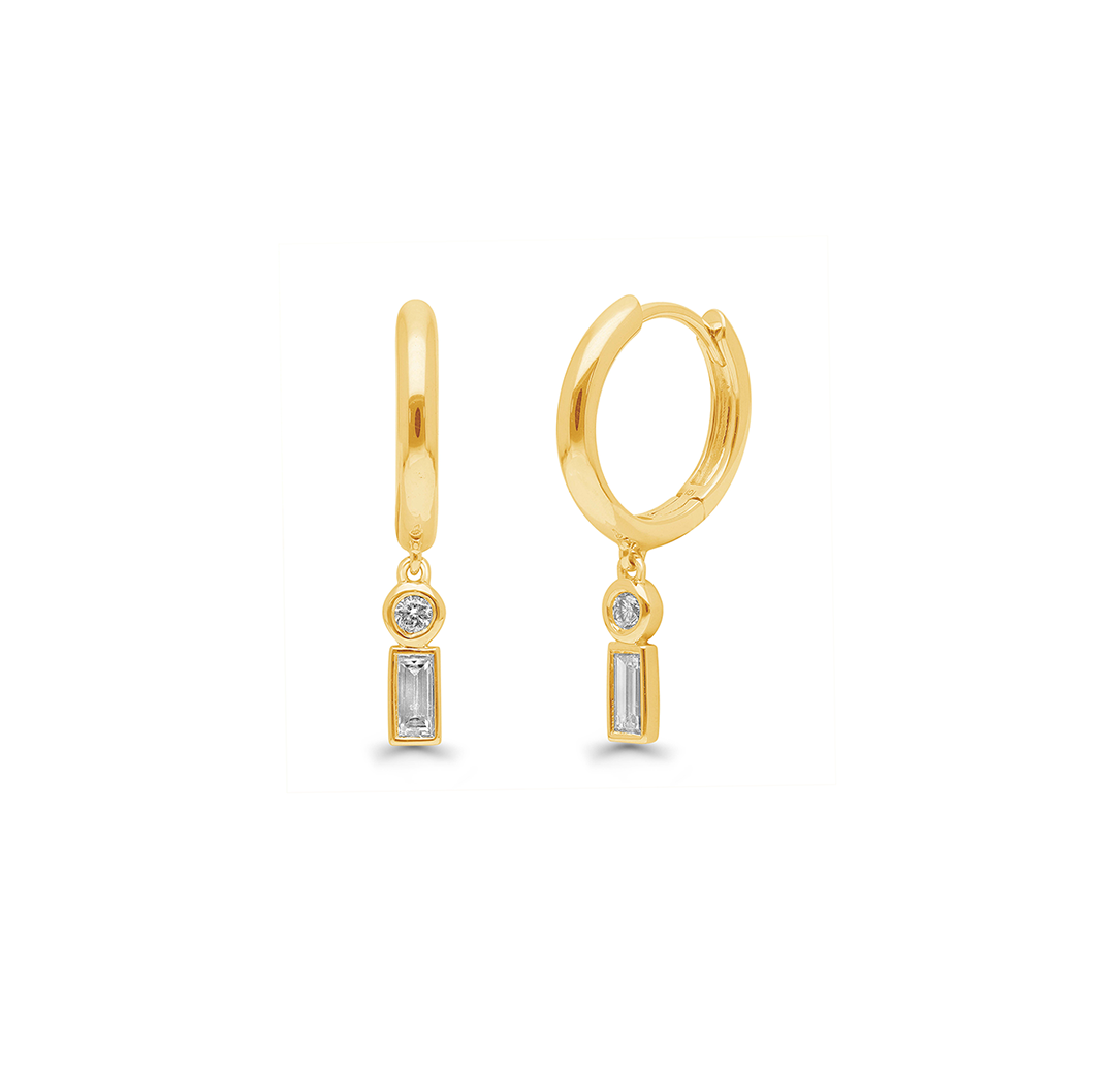 Yellow Gold Multi-Shape Diamond Drop Earrings