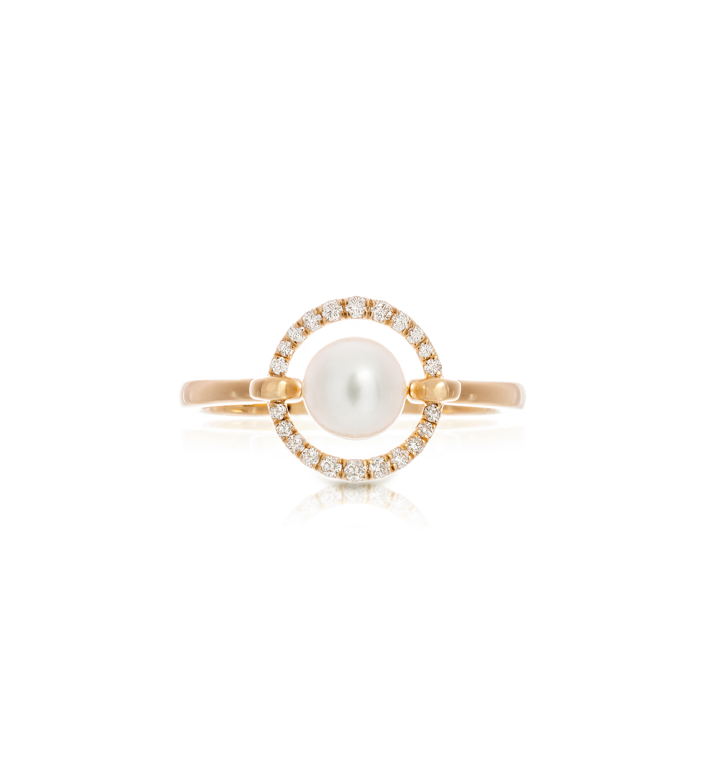 Sabel Collection Yellow Gold Pearl and Diamond Halo Ring