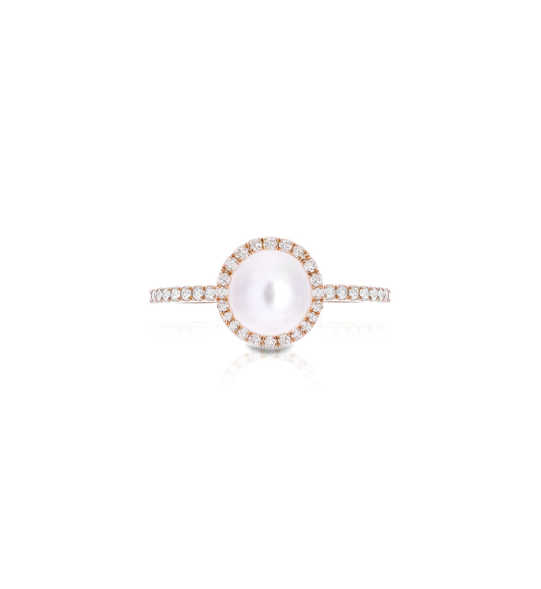 Sabel Collection Yellow Gold Akoya Pearl and Diamond Halo Ring