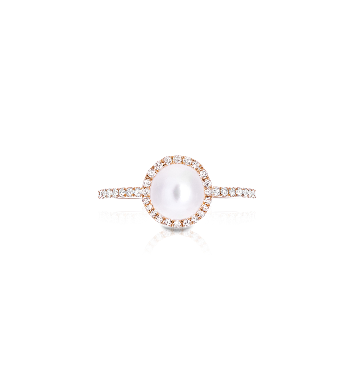 Sabel Collection Yellow Gold Akoya Pearl and Diamond Halo Ring