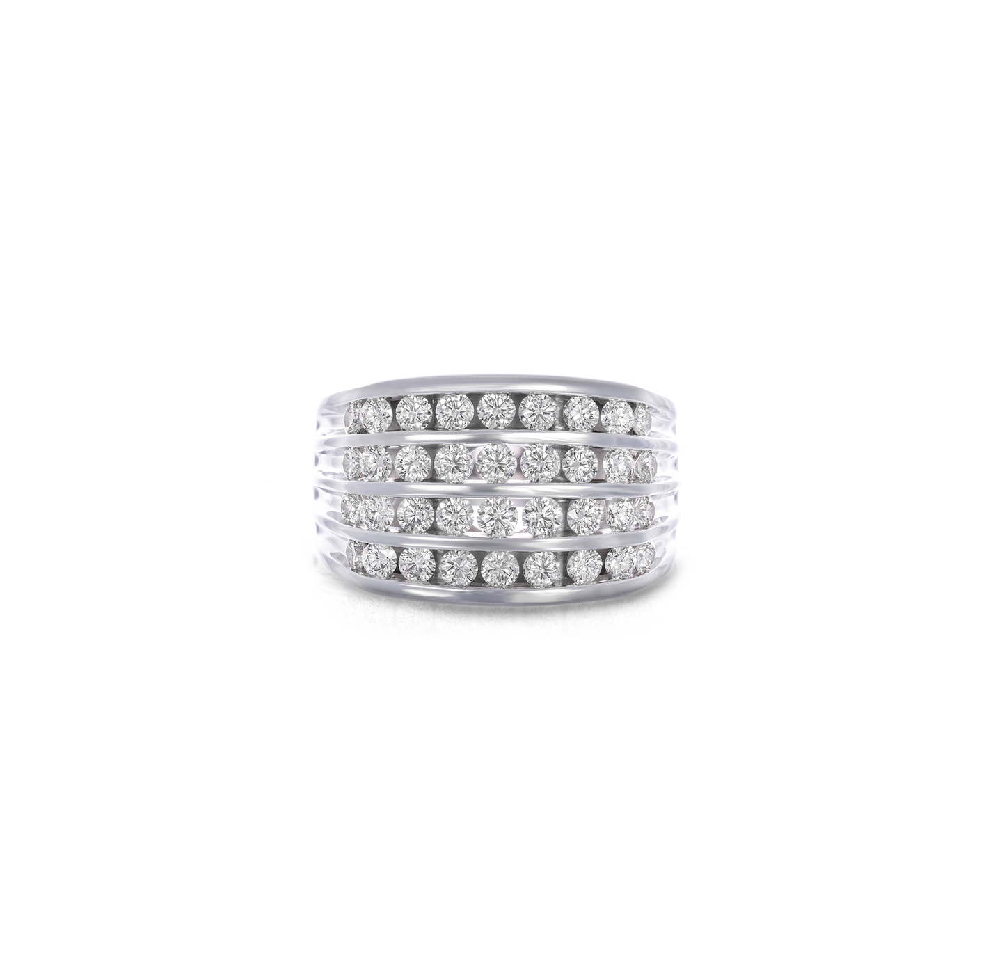 Sabel Collection White Gold 4 Row Diamond Men's Ring