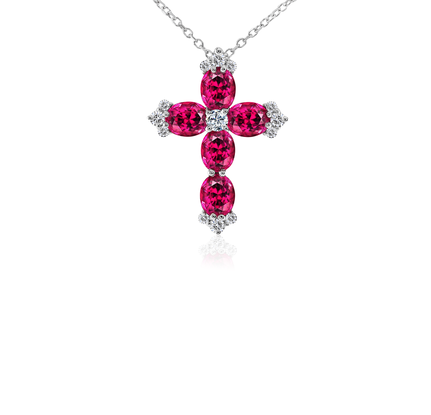 Sabel Collection White Gold Ruby and Diamond Cross Pendant