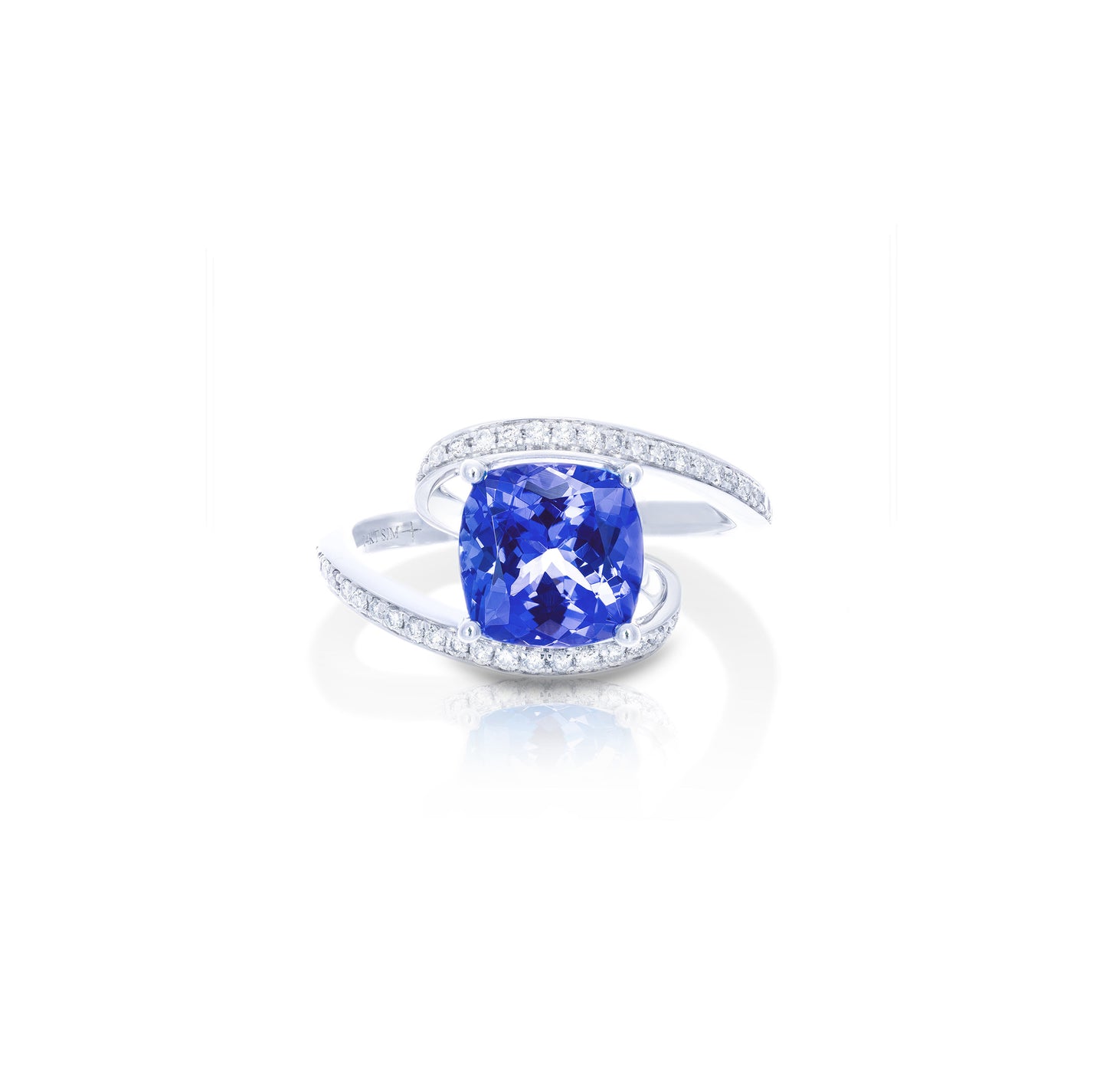 Sabel Collection White Gold Tanzanite and Diamond Swirl Ring