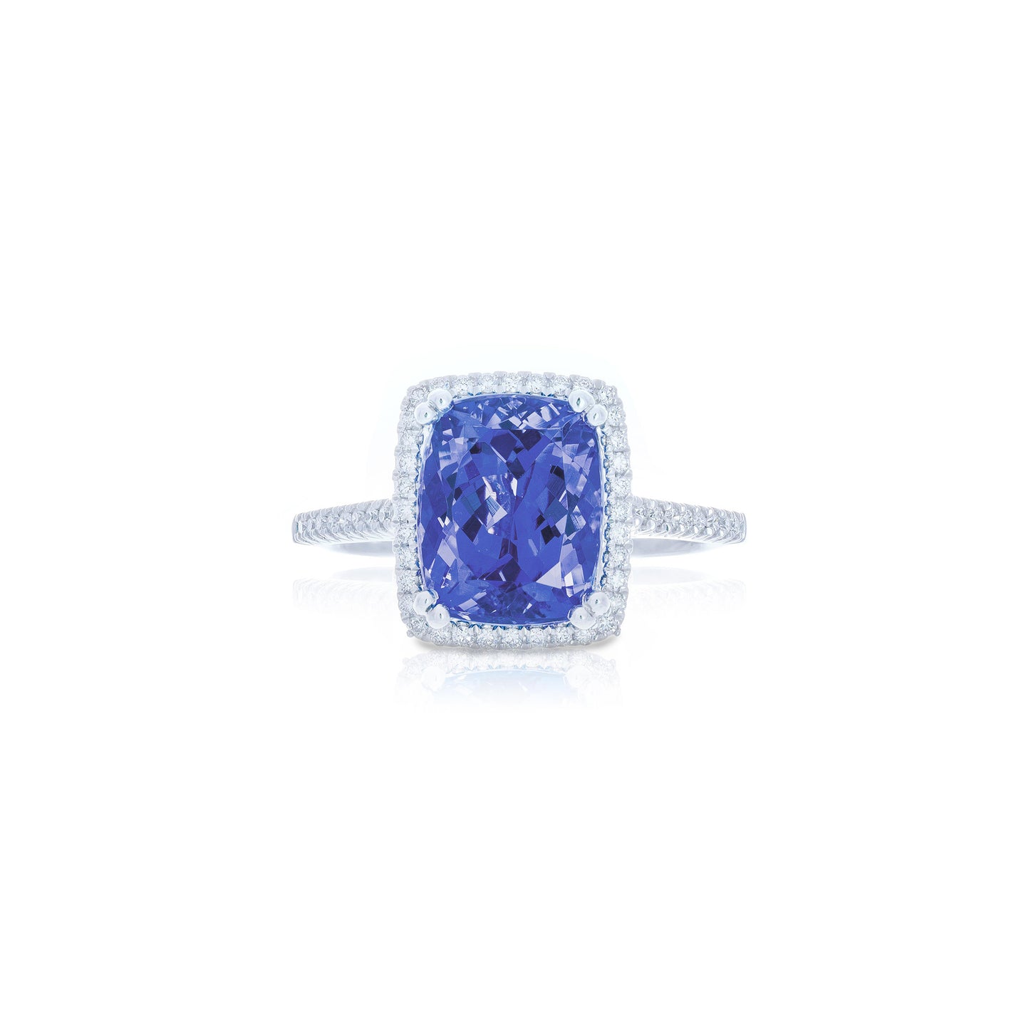 Sabel Collection White Gold Tanzanite and Diamond Pave Ring