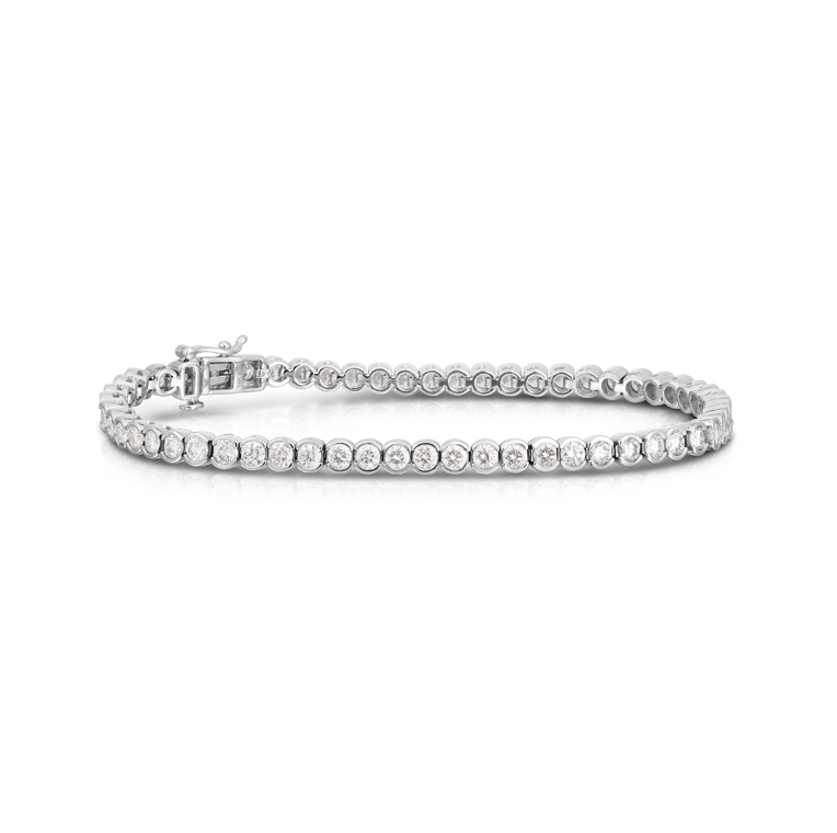 Sabel Collection White Gold Bezel Set Diamond Bracelet