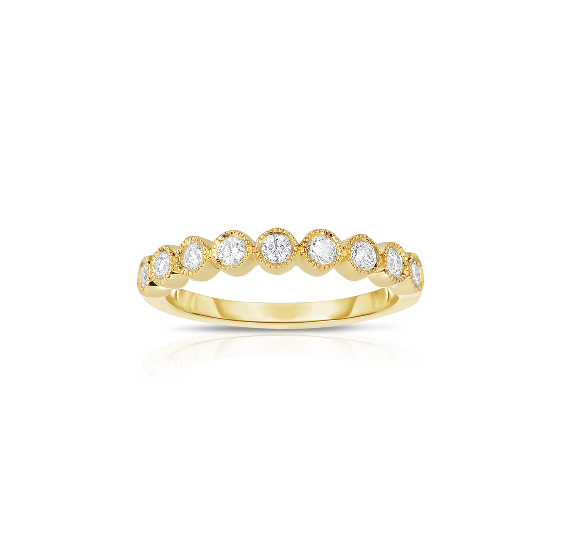 Sabel Collection Yellow Gold Diamond Milgrain Ring