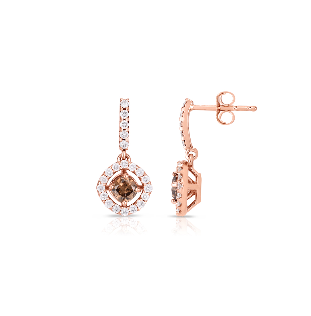 Sabel Collection Rose Gold Fancy and White Diamond Drop Earrings