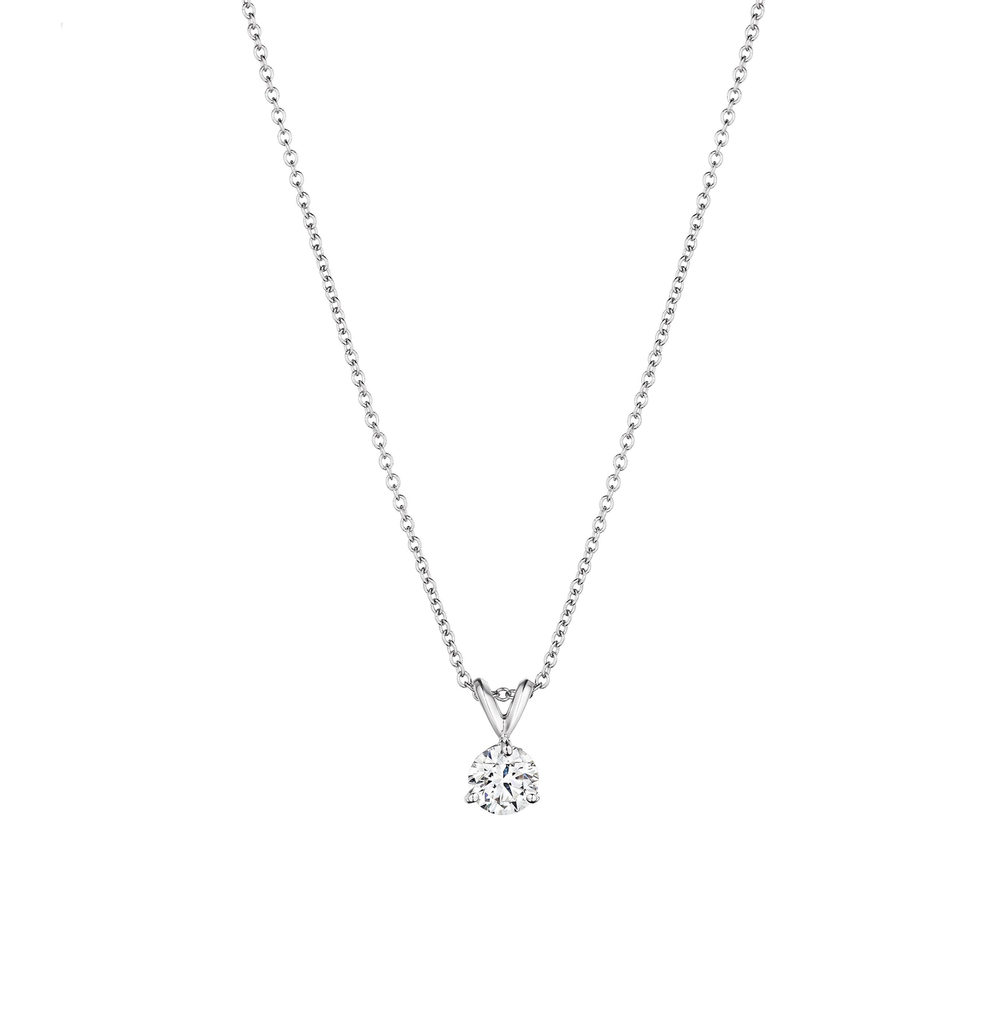 Sabel Collection 14k White Gold Round Diamond Pendant Necklace