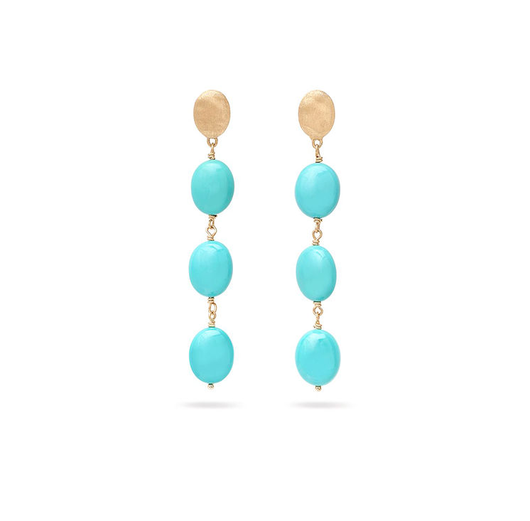 Marco Bicego Siviglia Yellow Gold Turquoise Dangle Earrings