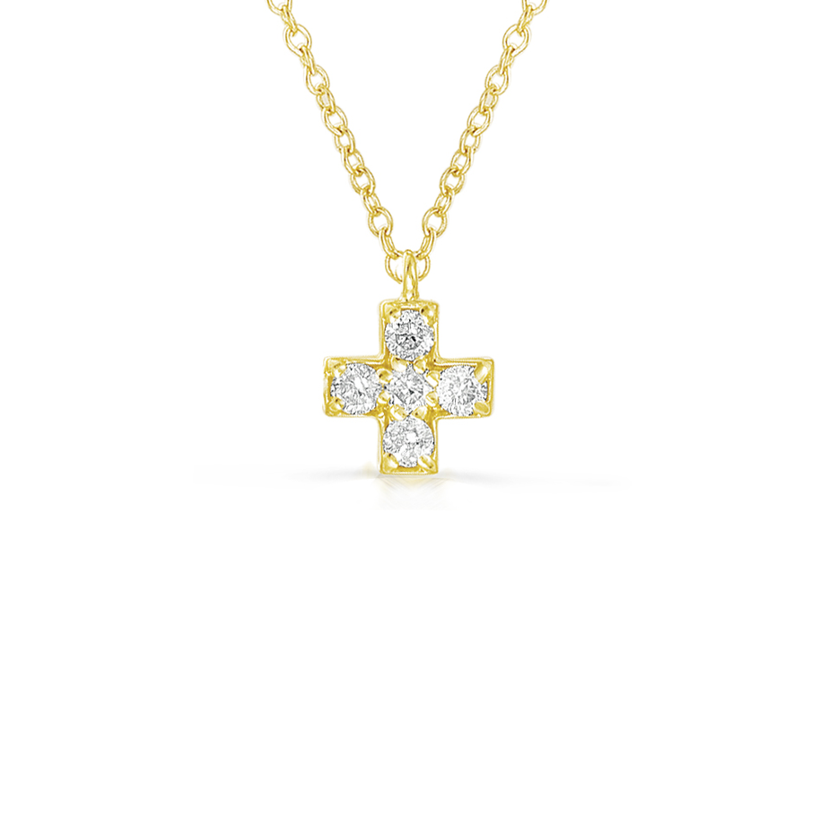 Yellow Gold Diamond Smiley Bar Necklace | Fink's