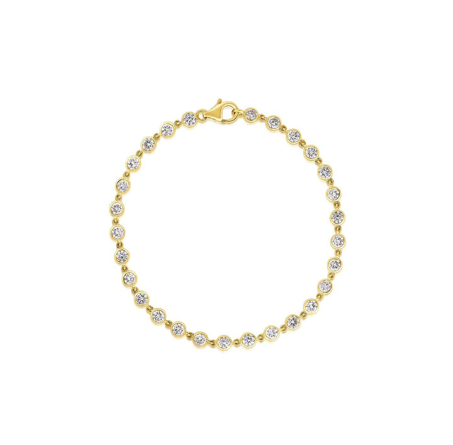 Sabel Collection Yellow Gold Round Diamond Bezel Set Tennis Bracelet