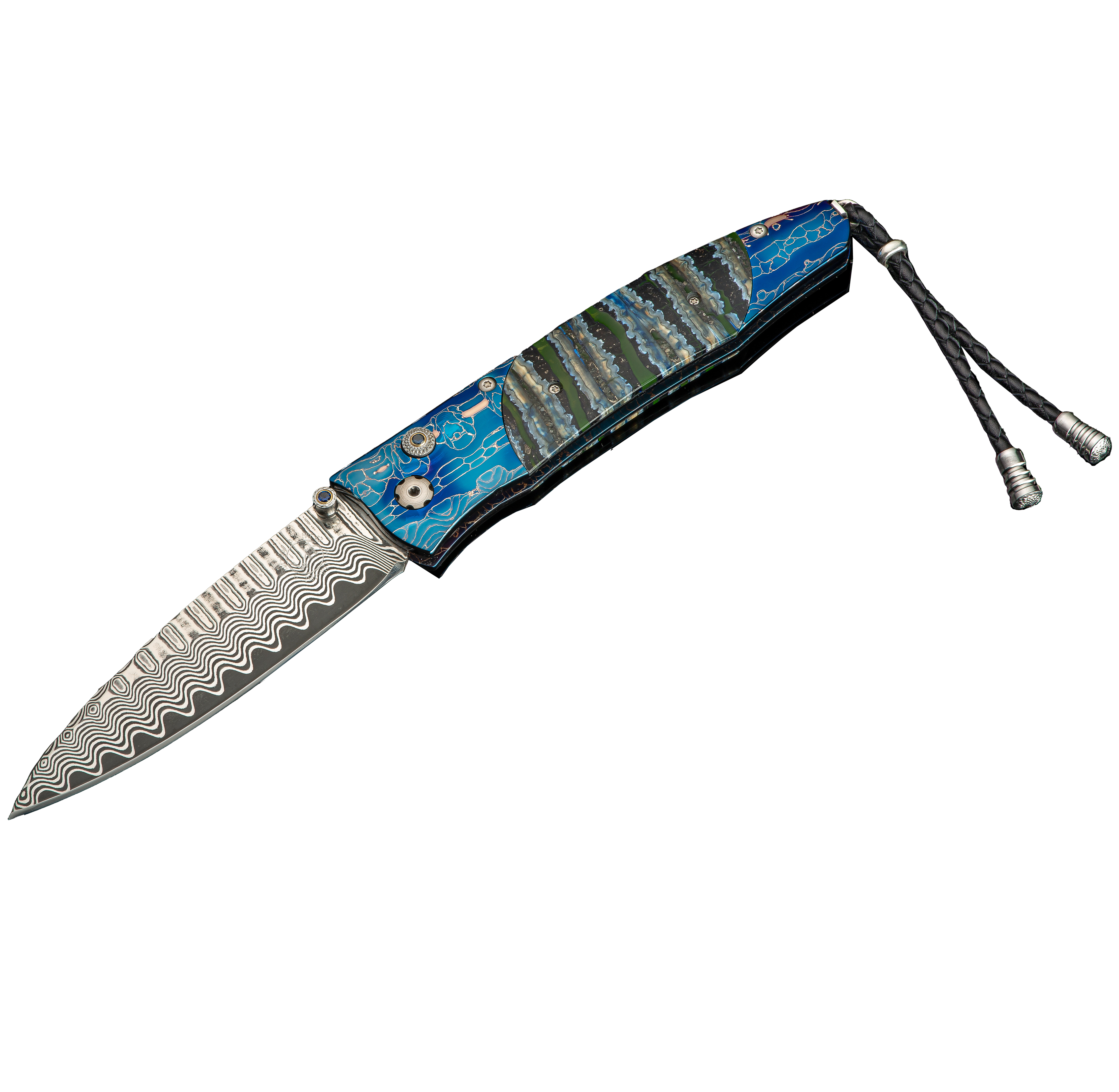William Henry Blue Night Pocket Knife | Damascus | Fink's