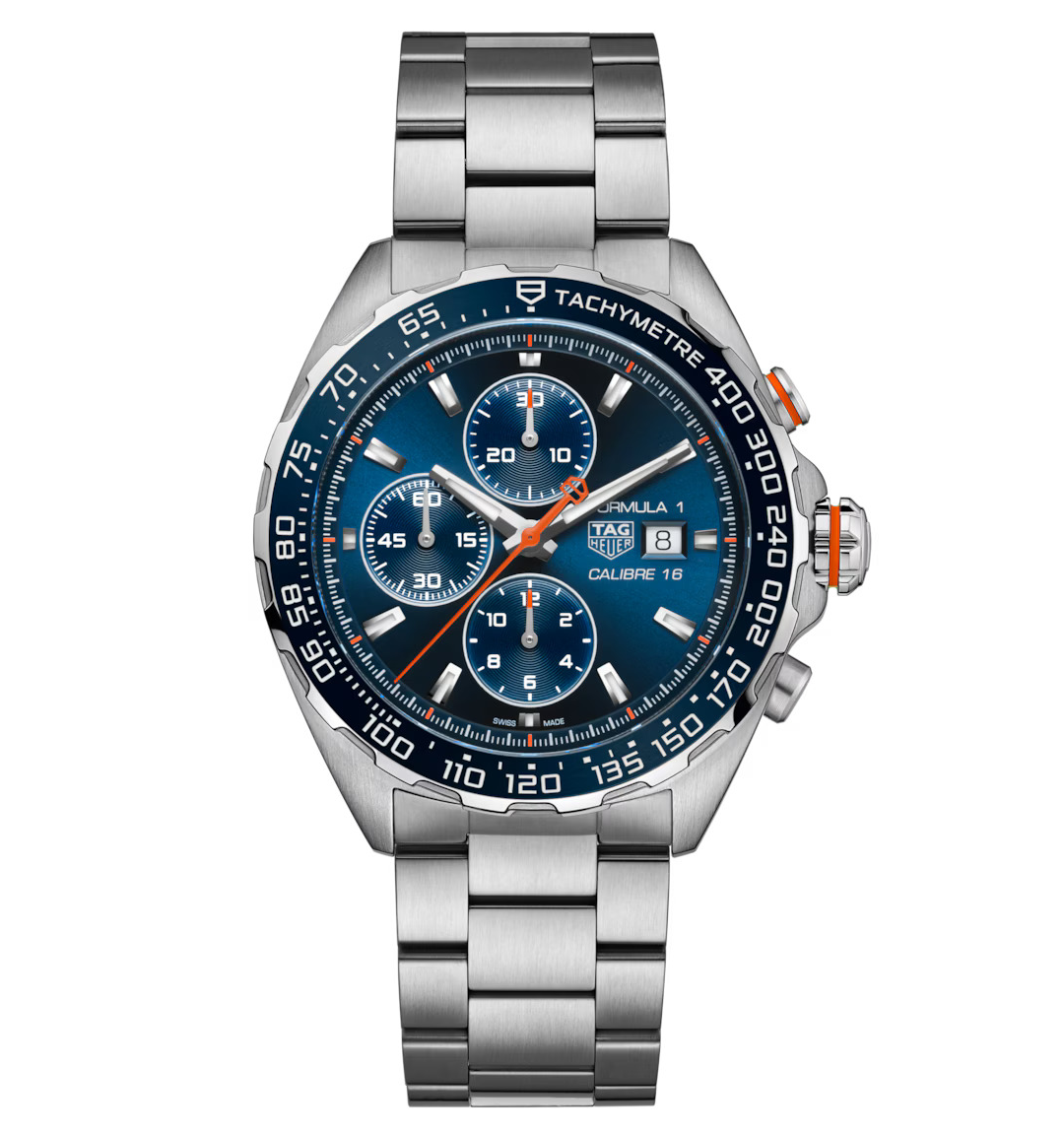 TAG Heuer Formula 1 Chronograph Steel Watch with Blue Dial
