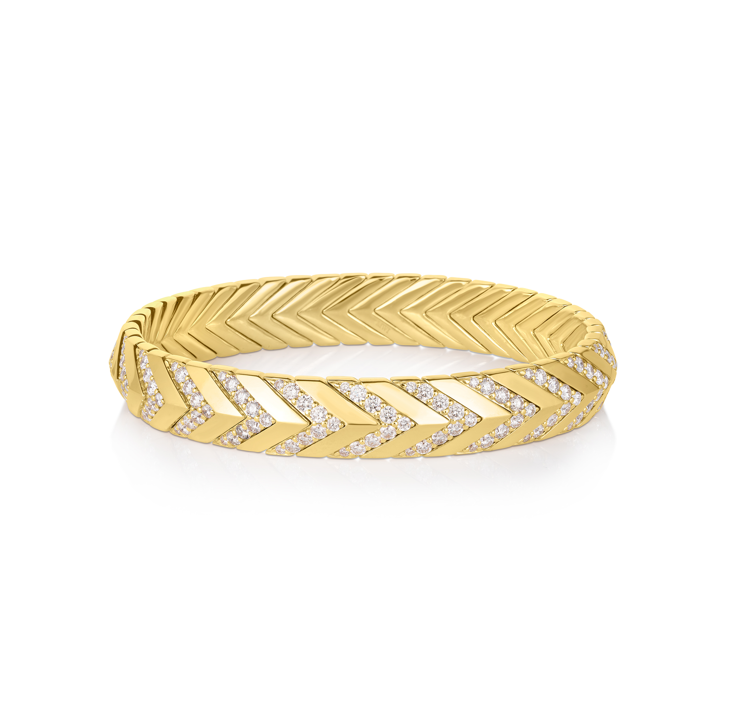 Sabel Collection Yellow Gold Diamond Chevron Stretch Bangle