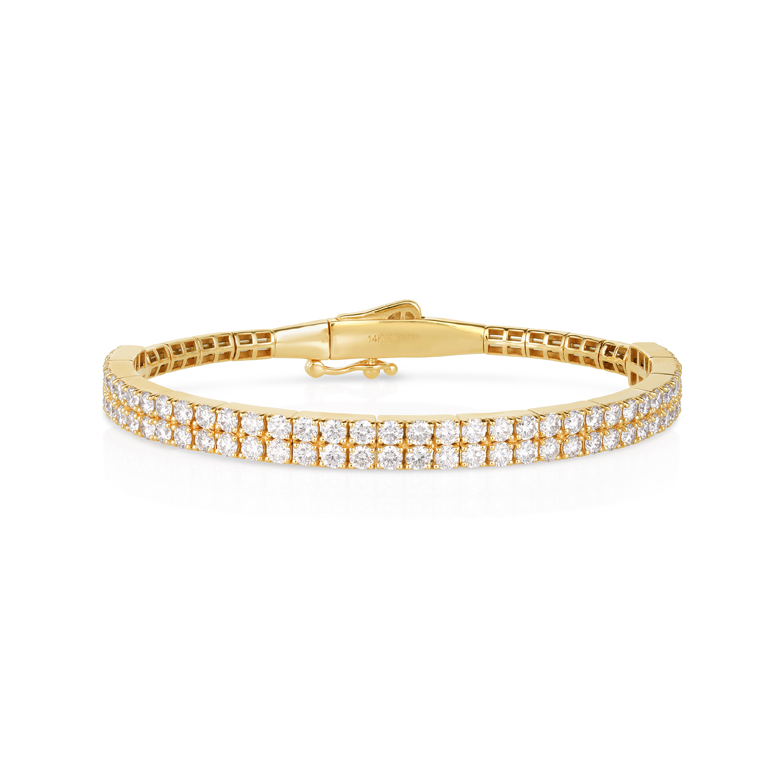 Sabel Collection Yellow Gold Double Diamond Row Bangle
