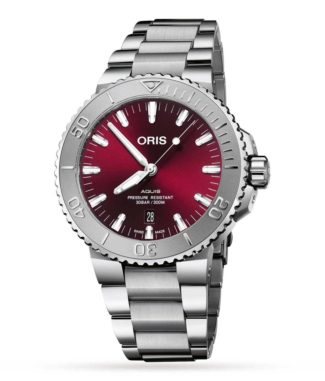 Oris Aquis Date Relief Watch with Cherry Red Dial, 43.50mm